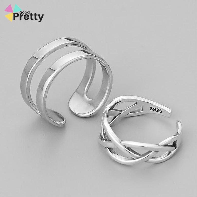 3pcs Cincin Jari Telunjuk Model Terbuka Dapat Disesuaikan Tidak Pudar Untuk Unisex - PD