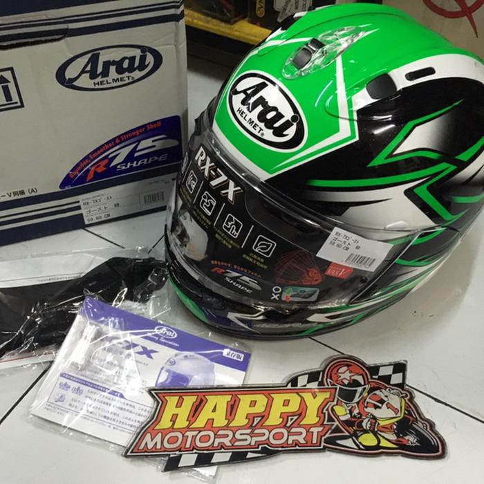 HELM FULLFACE ARAI GHOST GREEN RX7X ORIGINAL JAPAN DOT SIZE M L XL