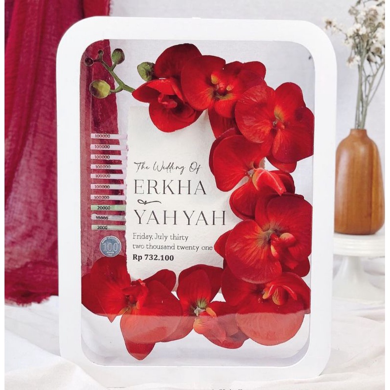 MAHAR FRAME TRANSPARAN UANG KERTA / MAS KAWIN PERNIKAHAN EMAS BATANGAN LOGAM MULIA ANTAM / MAHAR RUS