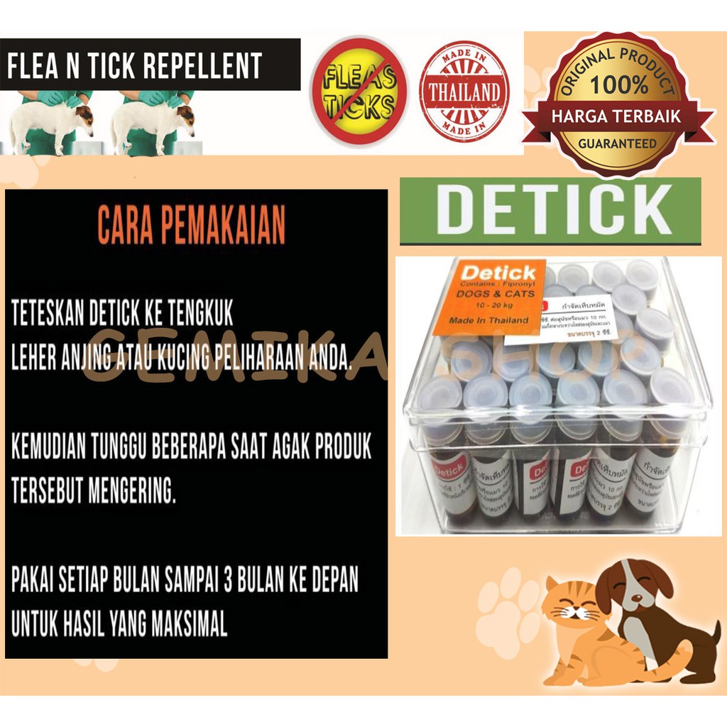 Obat Kutu Anjing &amp; Kucing Detick 10-20kg(2ml)