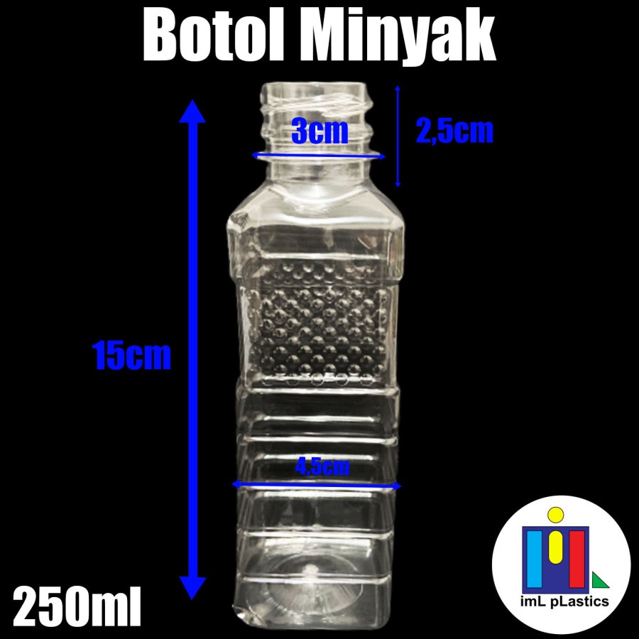 Botol Minyak Square 250 ml (Kotak) / Botol Plastik 250 ml LN- 1 pcs