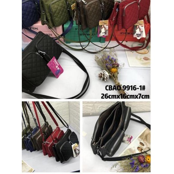 READY STOCK TAS SELEMPANG WANITA IMPORT CHIBAO 2 KANTONG DEPAN *