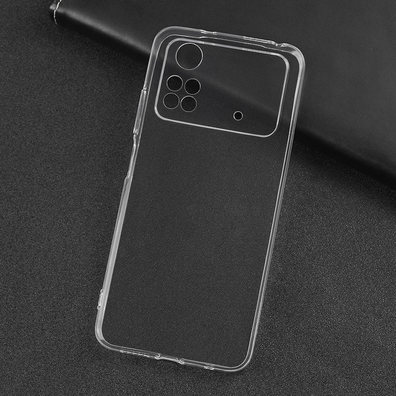 Casing Xiaomi Poco M4 Pro 2022 New Case Ultrathin Premium  Softcase Clear HD + Tempered Glass Layar Full + Skin