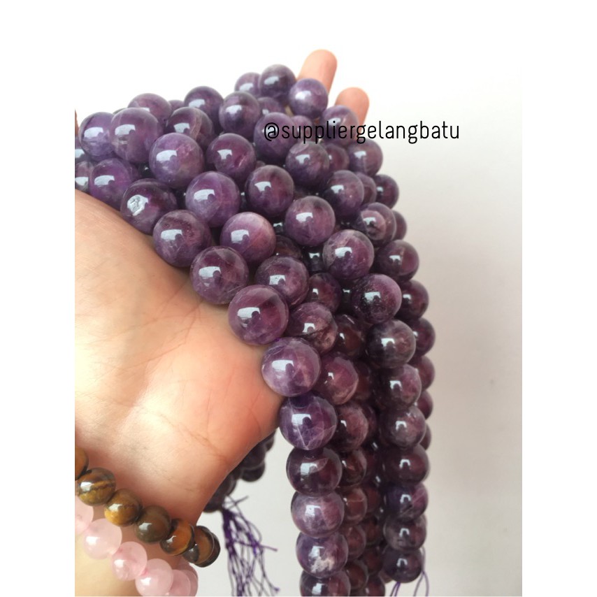 bahan batu kecubung susu 16mm amethyst kalimantan martapura original aksesoris fashion pria wanita