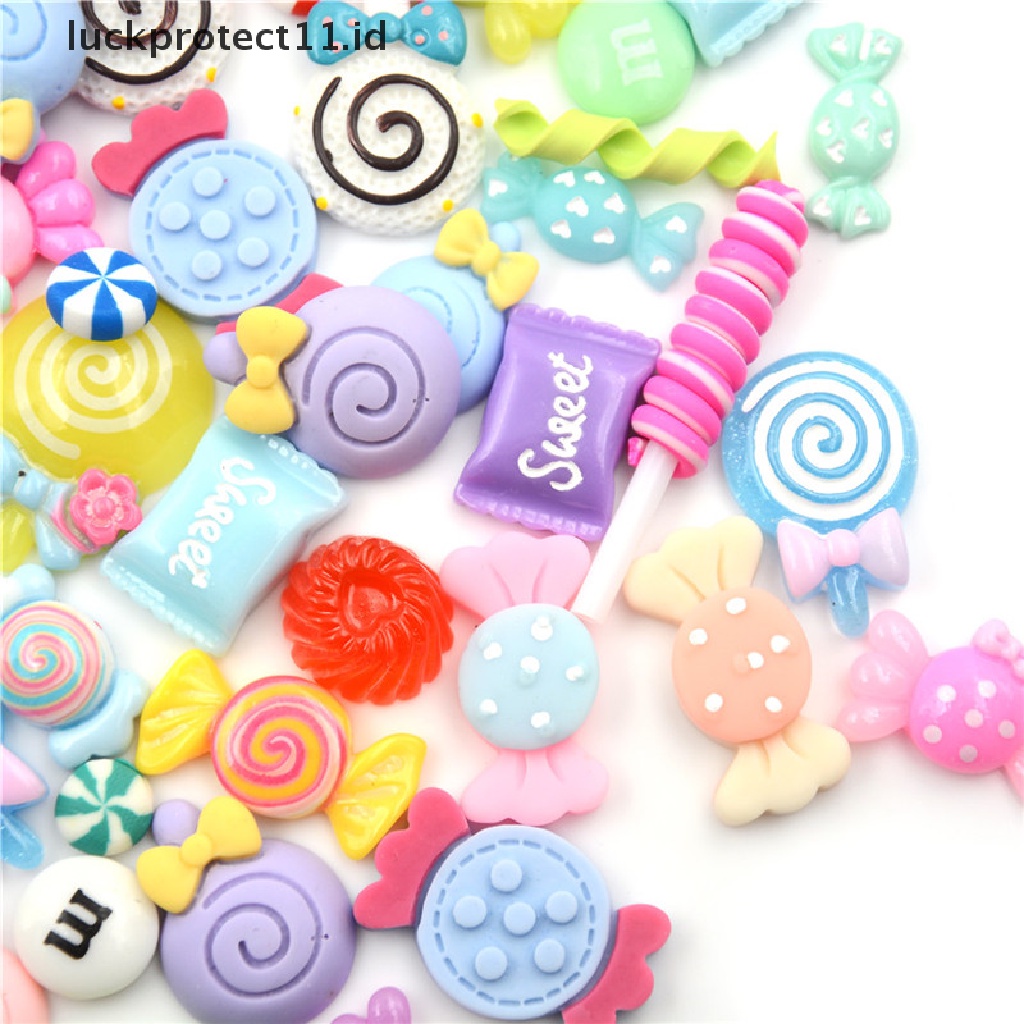 //HG&amp;ID// 10Pcs DIY Phone Case Decor Crafts Miniature Resin Lollipop Candy Dollhouse Food Supply .