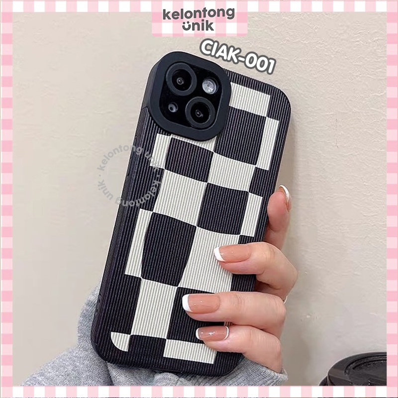 For iPhone - Black White Checkered Case