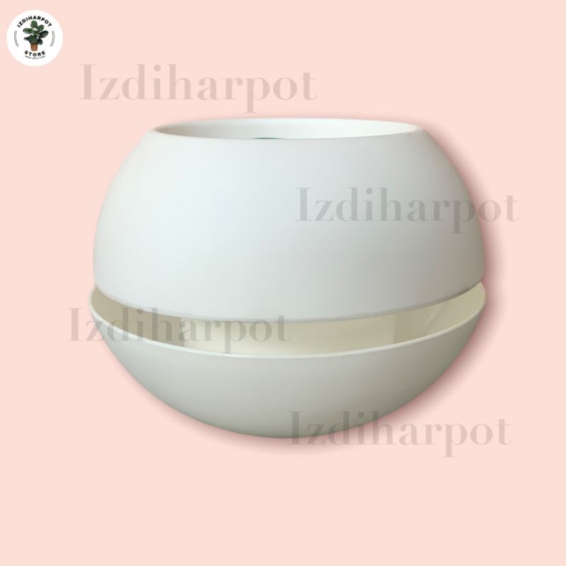 POT BUNGA TANAMAN MOTIF BOLA KECIL VIENNA 677 PUTIH - BOLA VIENNA 677