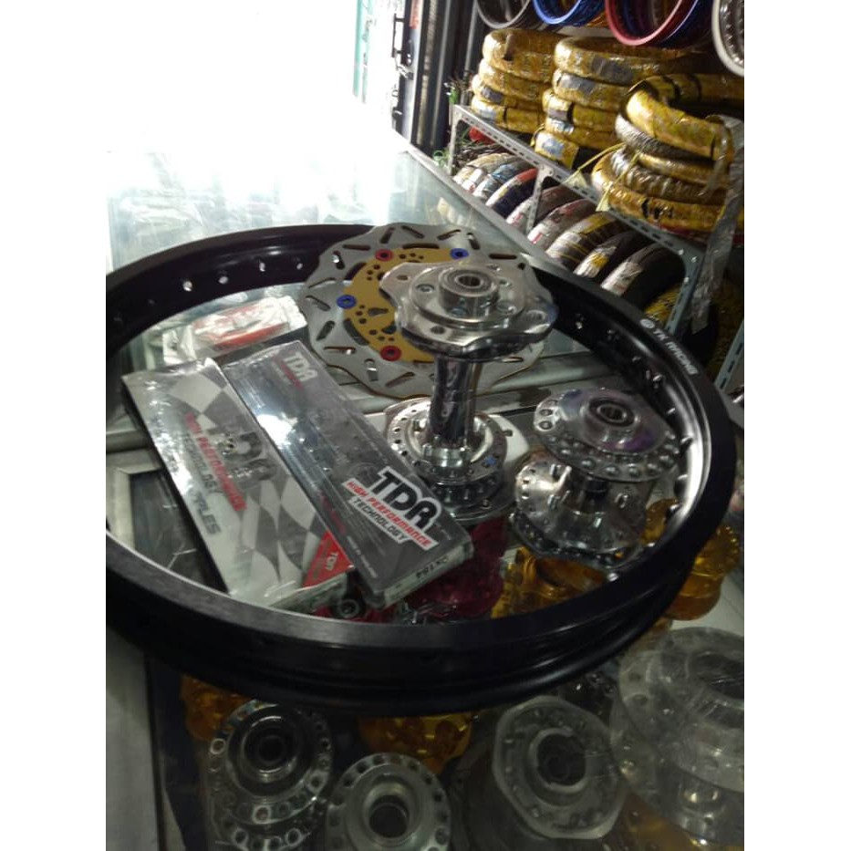 velg satria fu tromol becak disc jari jari depan belakang set velg tk