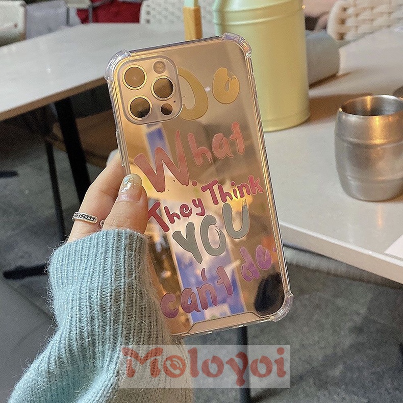 Soft Case Bahan TPU Desain Alfabet Inggris Dengan Cermin Makeup Untuk IPhone 7Plus 8Plus 12 11 13 Pro Max 7 8 11 XR X Xsmax SE 2020