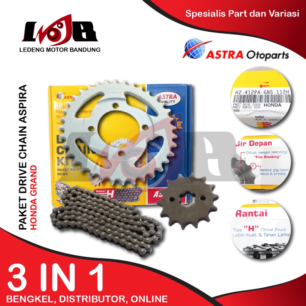 Aspira GearSet Grand Legenda Drive Chain Rantai Roda Gir Depan Gear Belakang Motor