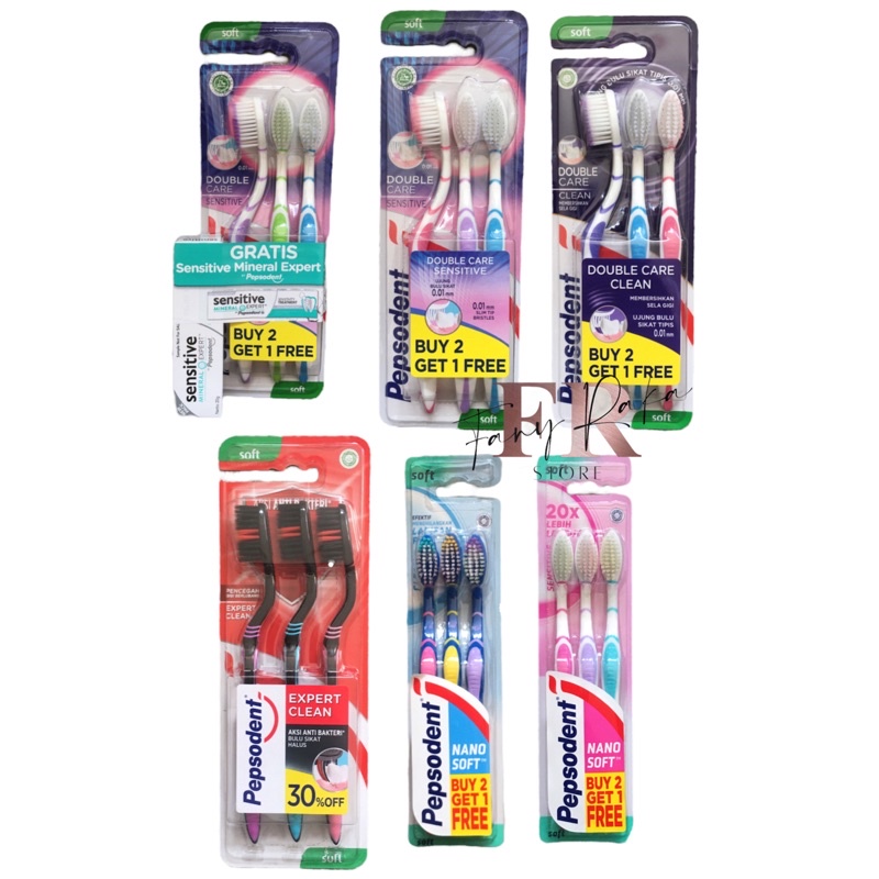 PEPSODENT Sikat Gigi Double Care Sensitive / Clean / Expert Clean / Nano Sensitive Soft / Nano Sensi