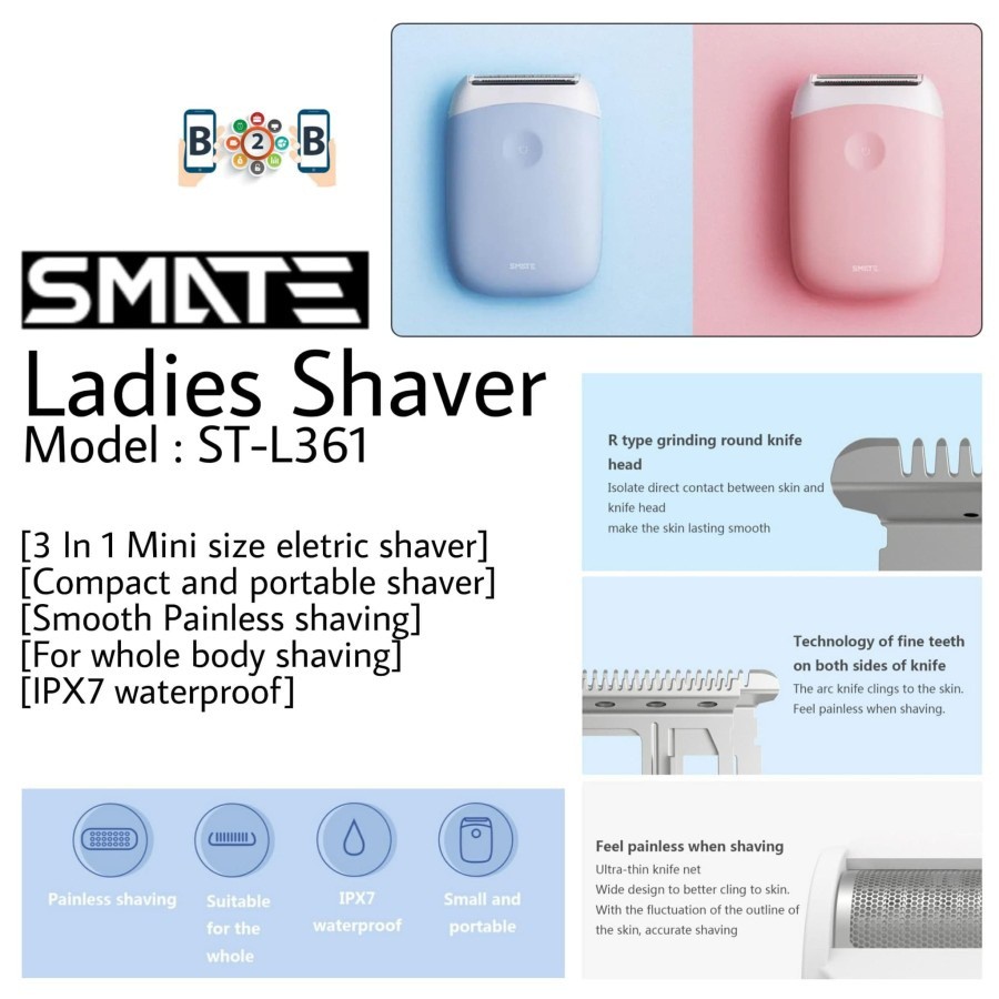 SMATE Ladies Mini Shaver ST-L361 - Alat Cukur Elektrik Wanita