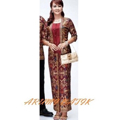 Setelan Rok Blouse / Baju / Seragam Kantor Wanita Batik 1465 Maroon