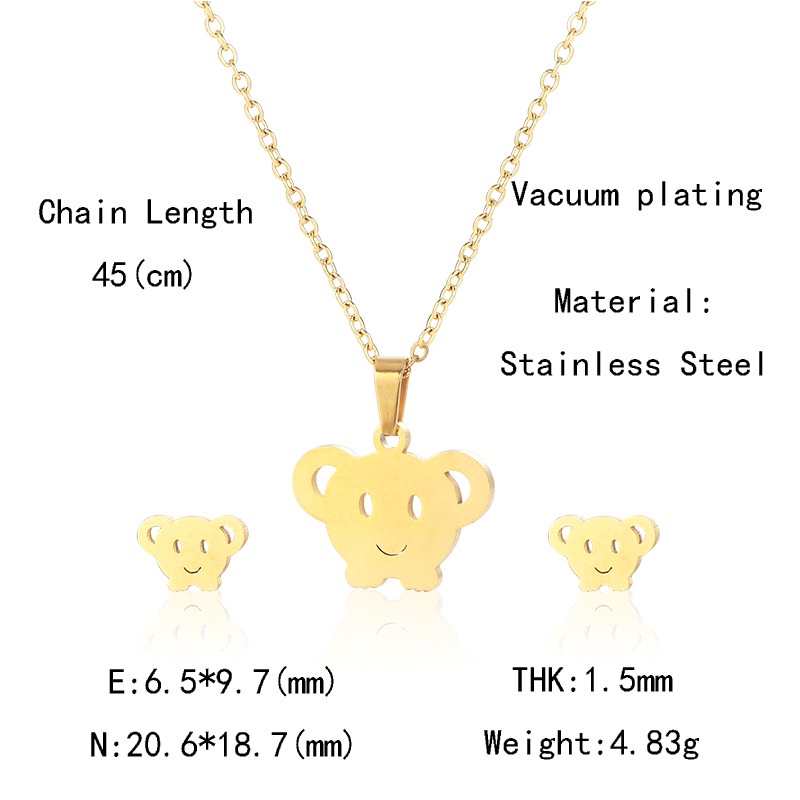 Lucu piggy kalung kalung 18K emas titanium steel ornamen hewan kalung set untuk wanita