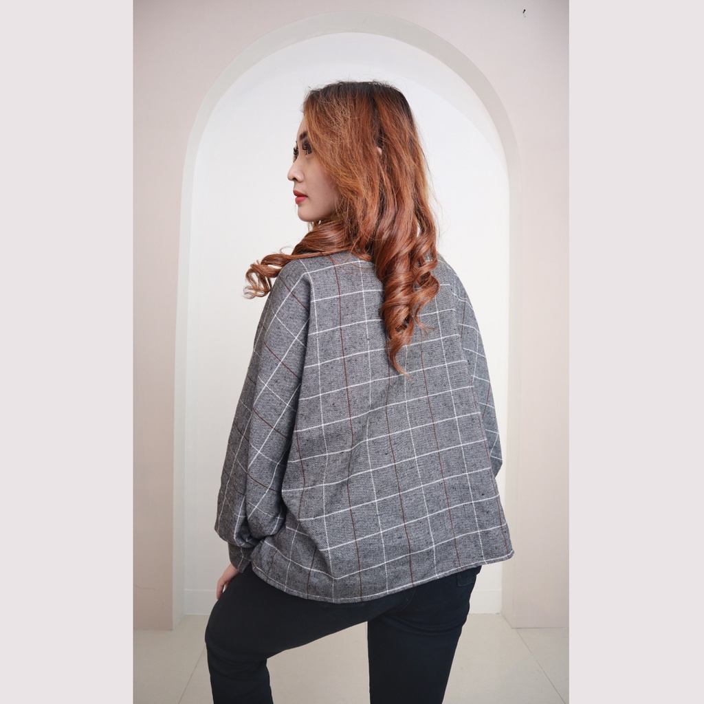 Baju Wanita Cardigan Outer Flanel Batwing Wanita Premium