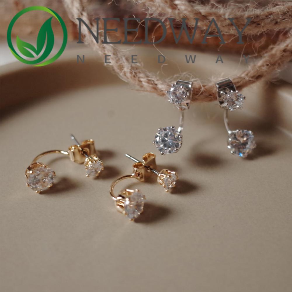 Anting Stud Zircon Berlian Imitasi Bahan S925 Silver Needle Aneka Warna Gaya Korea Untuk Wanita