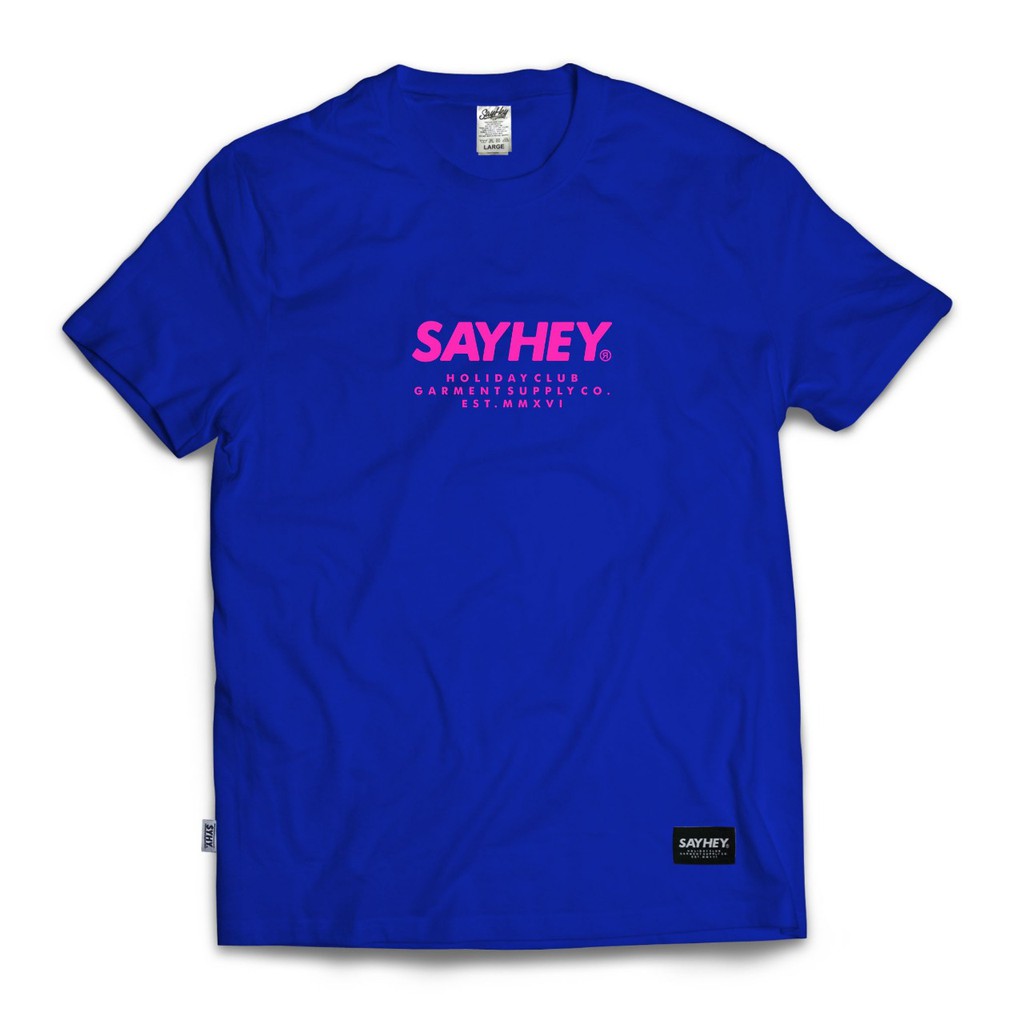 SAYHEY OFFICIAL LOGO OG BLUE T SHIRT PRIA  KAOS  PRIA  