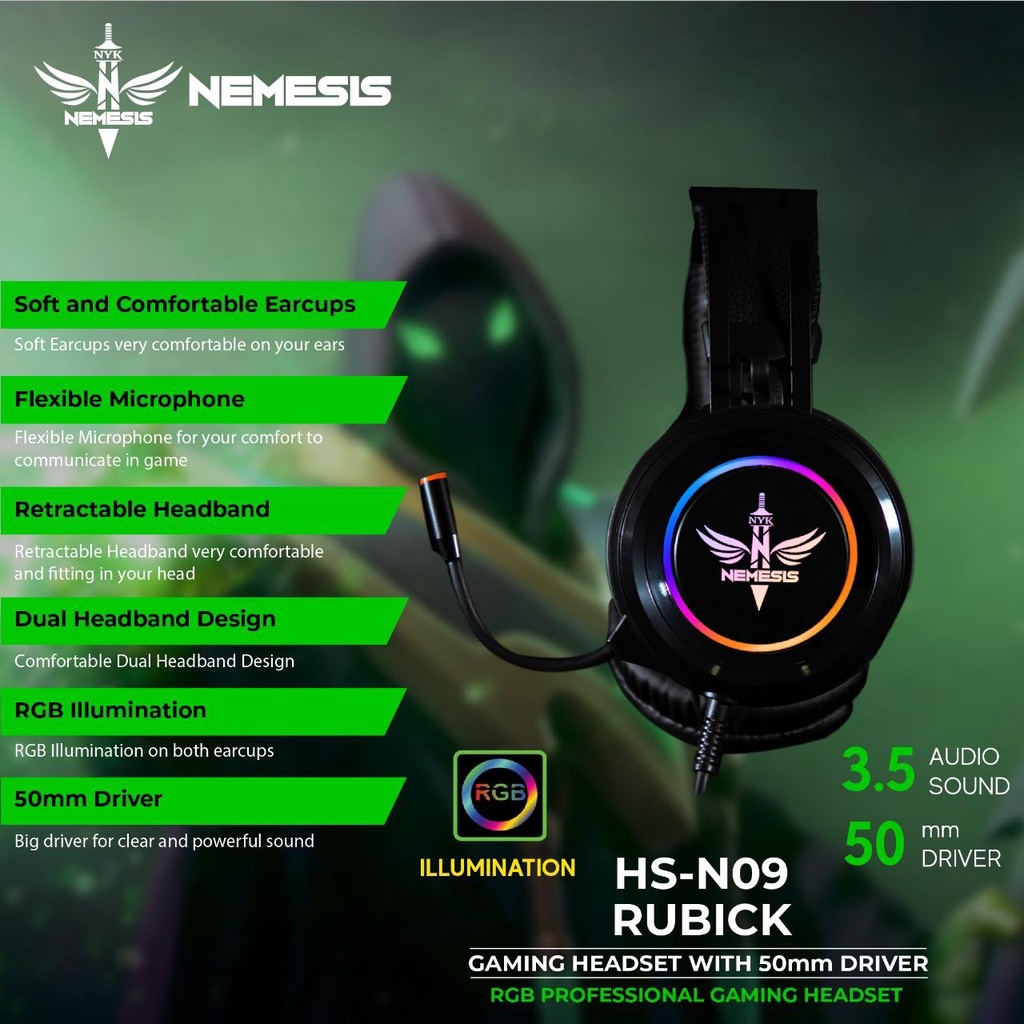 Nyk Rubick HS-N09 Headset Gaming RGB