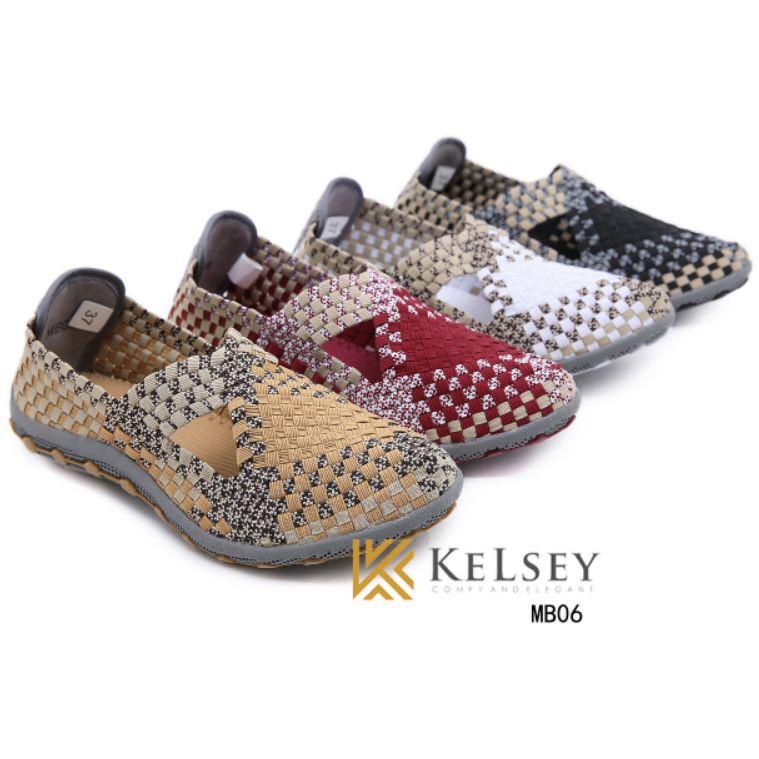 Kelsey Sepatu Slip On Rajut Wanita /  Rajut Shoes Wanita MB06 Flats Shoes Rajut anyaman Women Shoes 