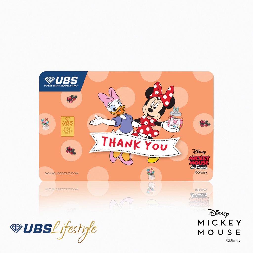 Logam Mulia 0,25 gram thank you disney UBS mickey daisy emas asli 999 24k