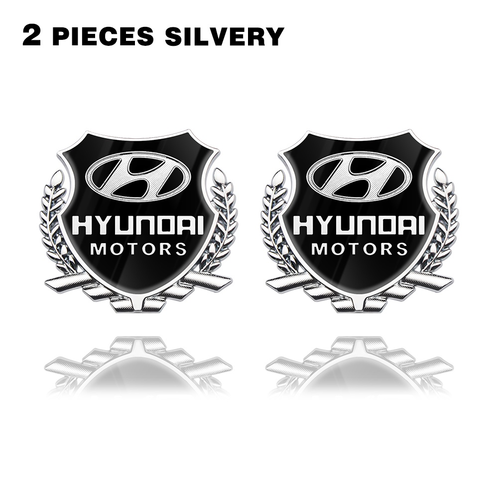 2pcs Stiker Emblem / Badge Metal 3D Untuk Jendela Samping Mobil Hyundai Matrix Getz Accent I10 Starex Atos Elantra Sonata