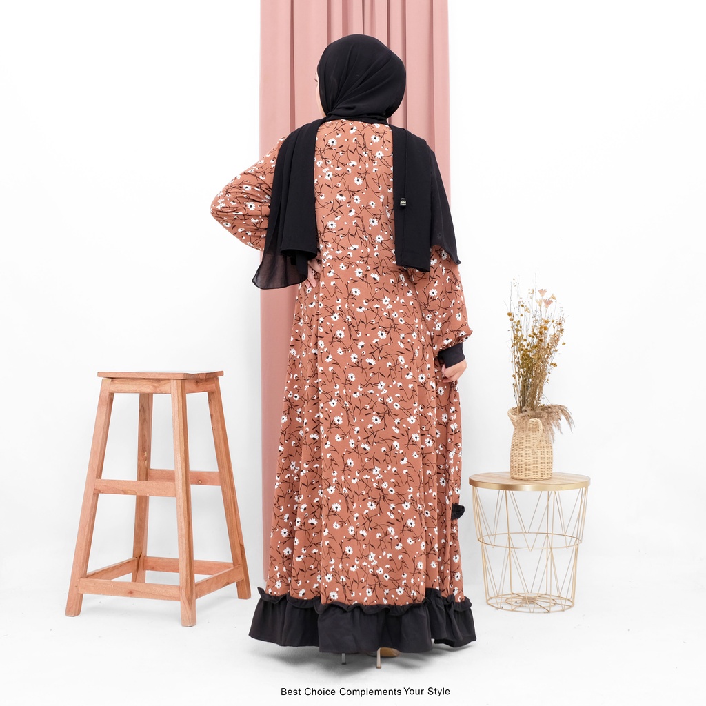 Ivany Dress Basic Wanita Motif Bunga by Mahyra