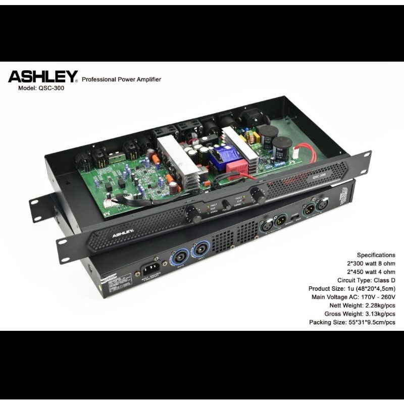 power amplifier ashley qsc300 qsc 300 garansi original