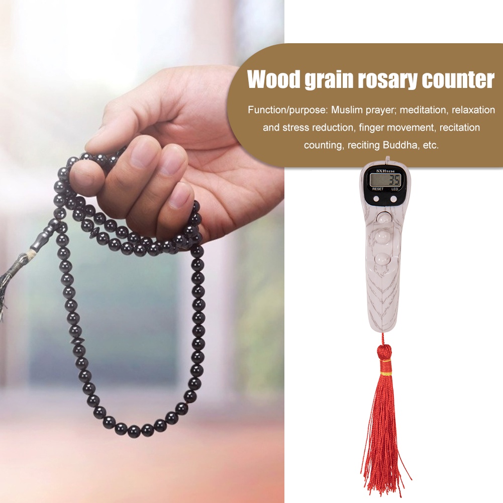 TASBIH Digital Muslim Tasbih LED Terbaru / Muslim Tasbih Digital Kayu Manik Alat Hitung Led Digital Tasbih Premium Ori-4
