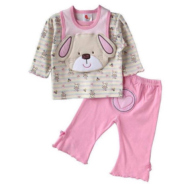 Set Bib Pink Dog