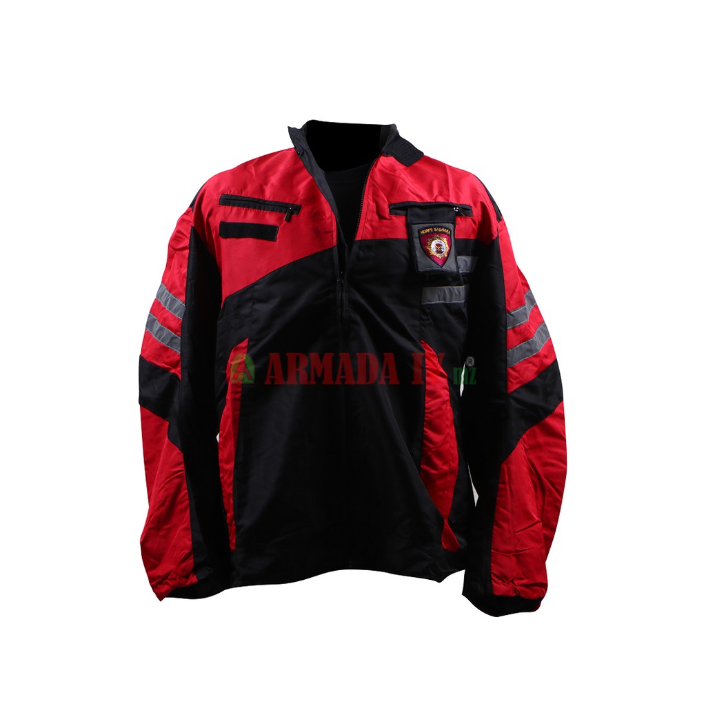 Jaket Parasut Waterproof SABHARA Htam/Merah