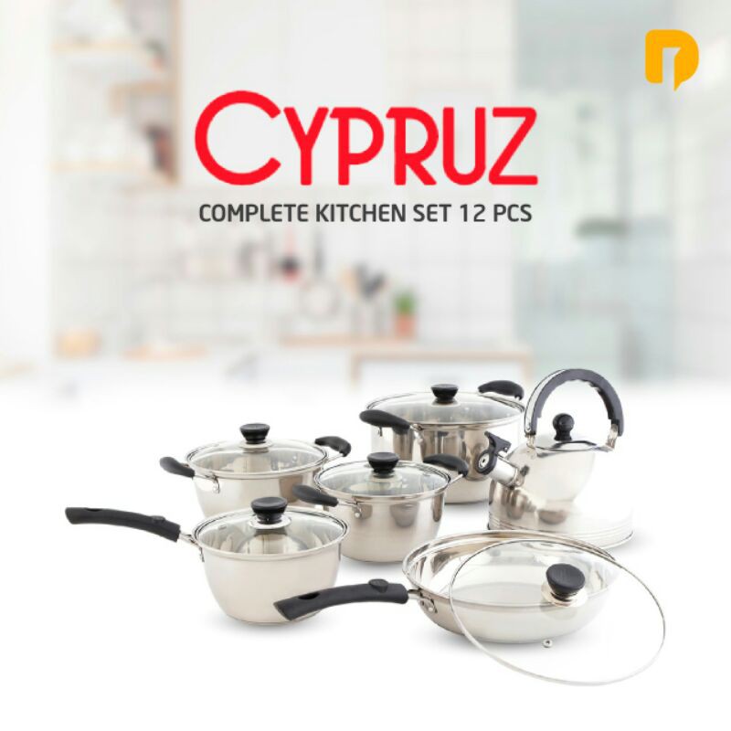 Panci set stenlless cypruz/CYPRUZ COMPLETE KITCHEN SET 12 PCS