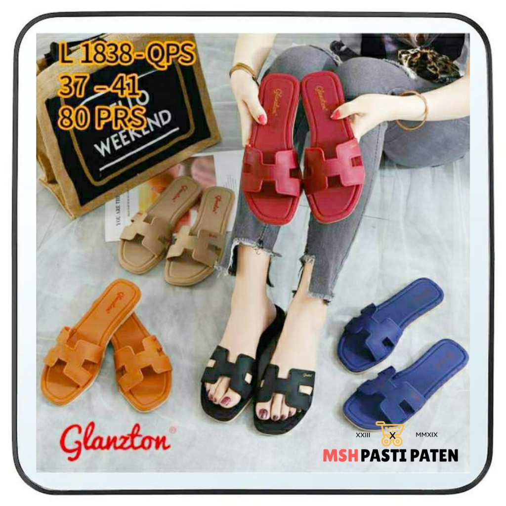 Sandal selop jelly merk glanzton L1838 original ukuran 37-40 Sandal slop wanita Sandal import wanita