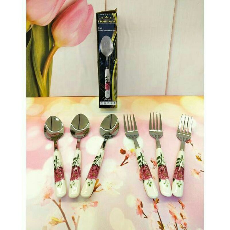 Sendok Garpu makan Set Fiorenza Keramik (6 Pcs)