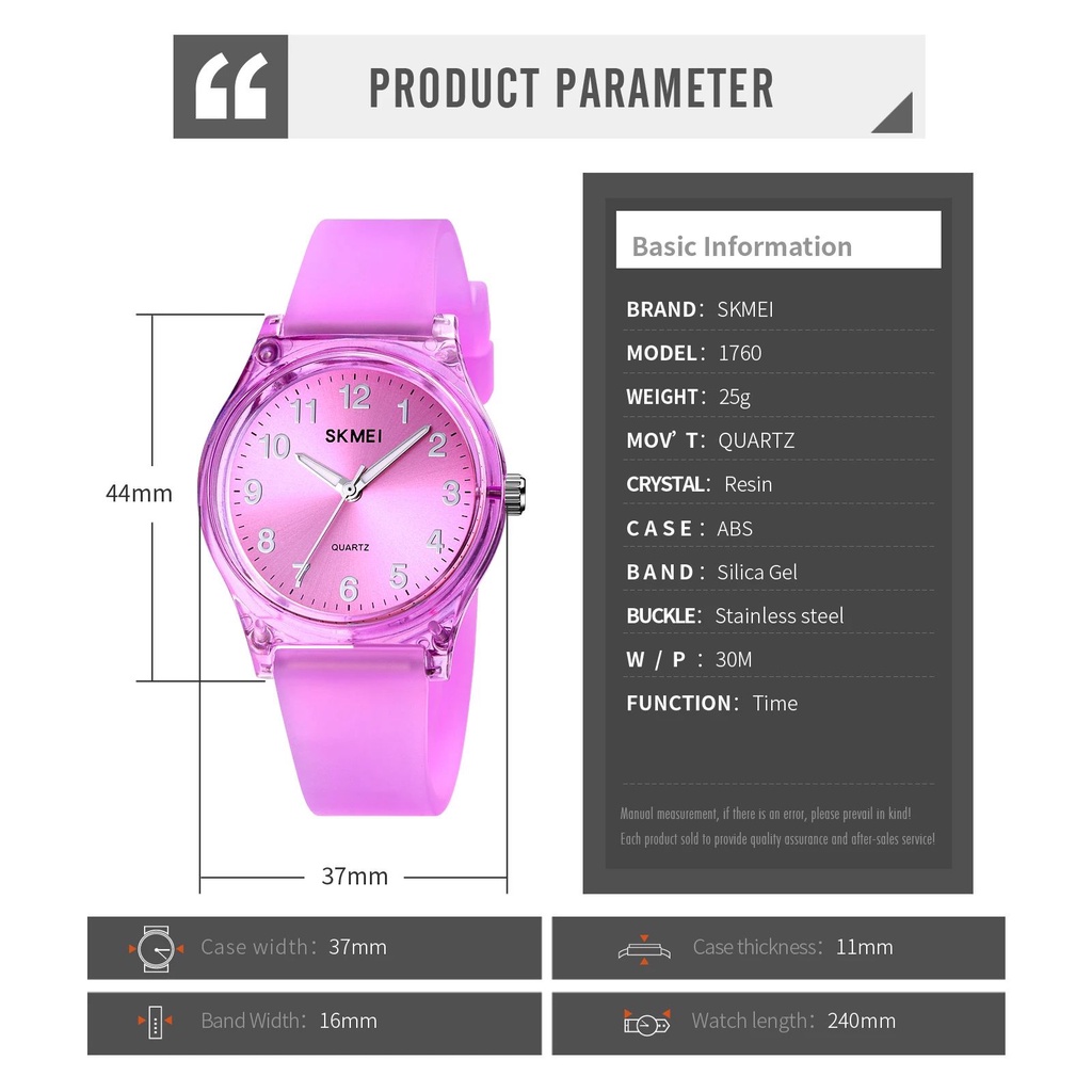 SKMEI 1760 Jam Tangan Wanita Analog Tali Silicone Transparan WATCHKITE WKOS