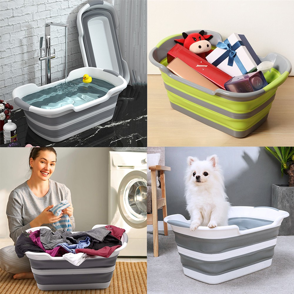 Multifungsi Bak Mandi Bayi Lipat Portable Baby Bathtub Keranjang Baju Kotor Plastik
