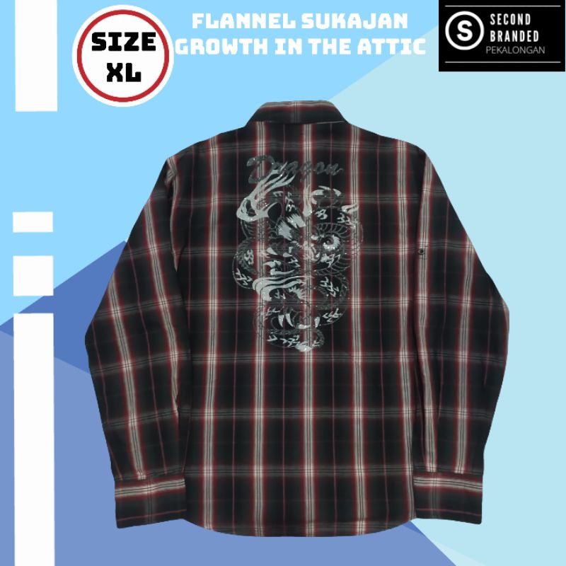 Kemeja Flannel Sukajan Naga Dragon Growth