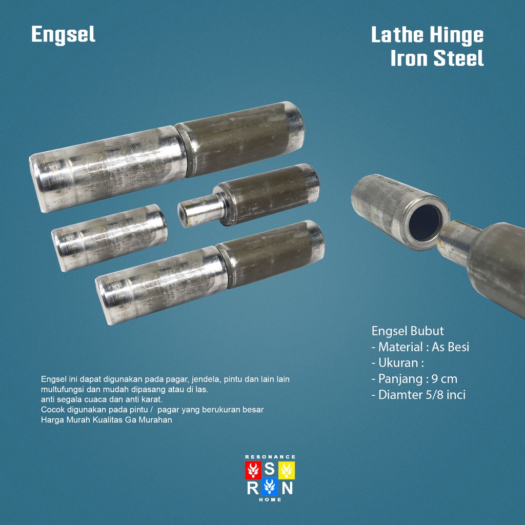 Engsel Bubut 5/8 Inch I Engsel AS Besi Pagar I Engsel Multifungsi Resonance Home