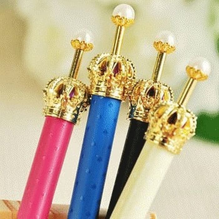 Termurah Pulpen Dengan Hiasan Mahkota Emas dan Mutiara NEW