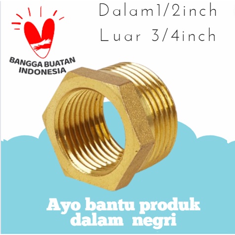 Verlop Ring 3/4&quot; x 1/2&quot; Vlok Flugring - Vokring - Sok Drat Luar Dalam 1/2 x 3/4 stainless