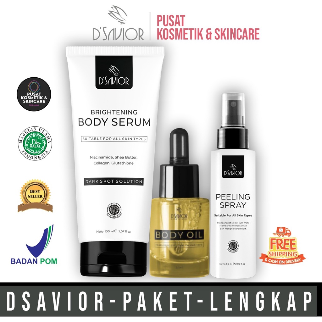 DSAVIOR WHITENING BODY SERUM &amp; PEELING SPRAY (BPOM FREE GIFT)