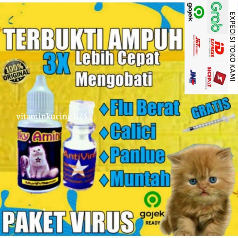 D2 paket vitamin obat virus calici distemper muntah flu dan batuk pilek
