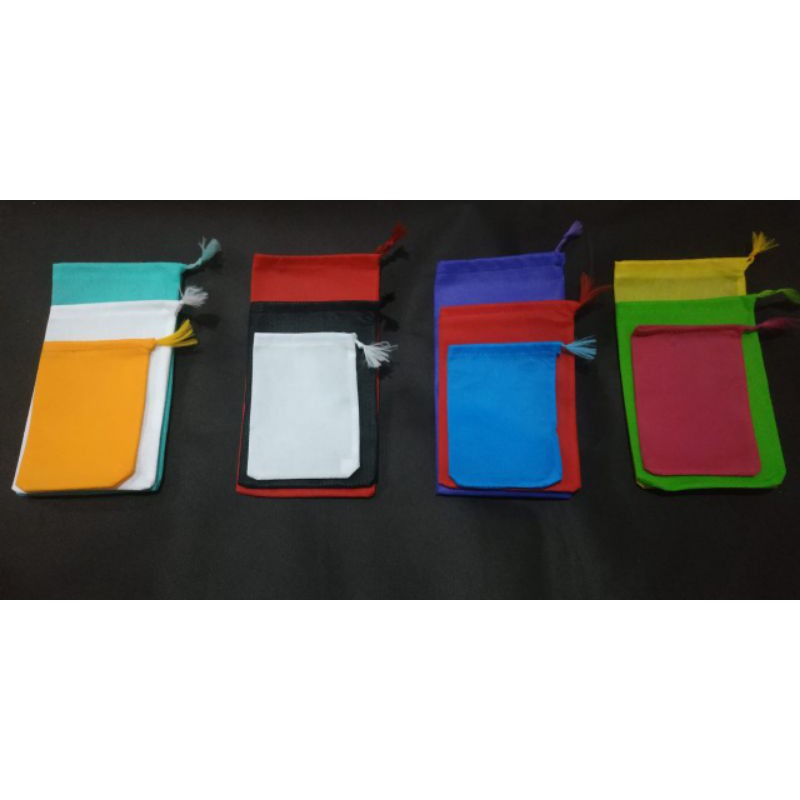tas Souvenir. Pouch serut polos 7x9cm kantong parfum kantong sponbund Pouch souvenir kantong kecil