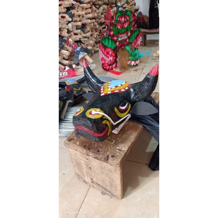 COD ∣ Bantengan anak bonus kain pajang  bahan full kayu ∣ Banteng mainan anak ∣ Bantengan anak kain 