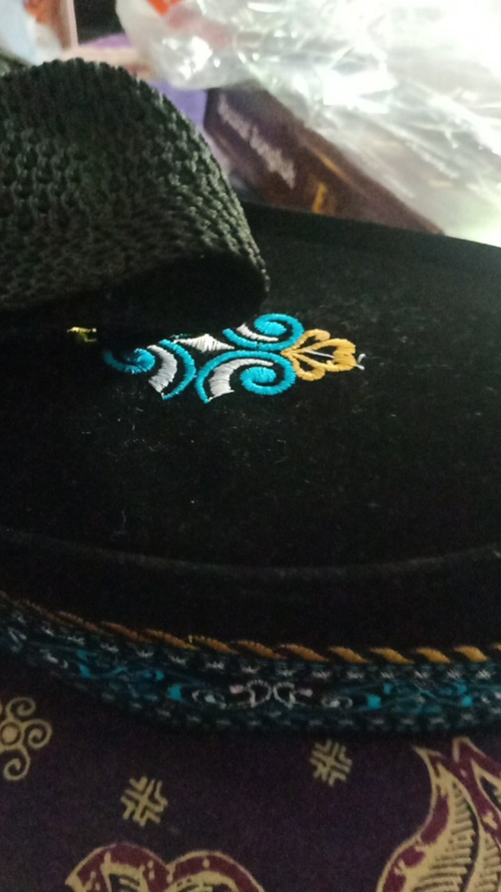 Peci Songkok Bordir Motif Batik Biru Coklat Peci Kopiah Dewasa Kopyah Anak Murah