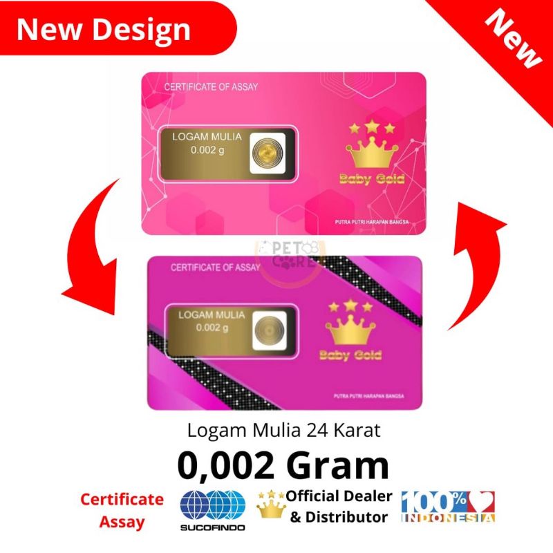 Baby Gold 0.002 Gram . Emas Mini . Logam Mulia