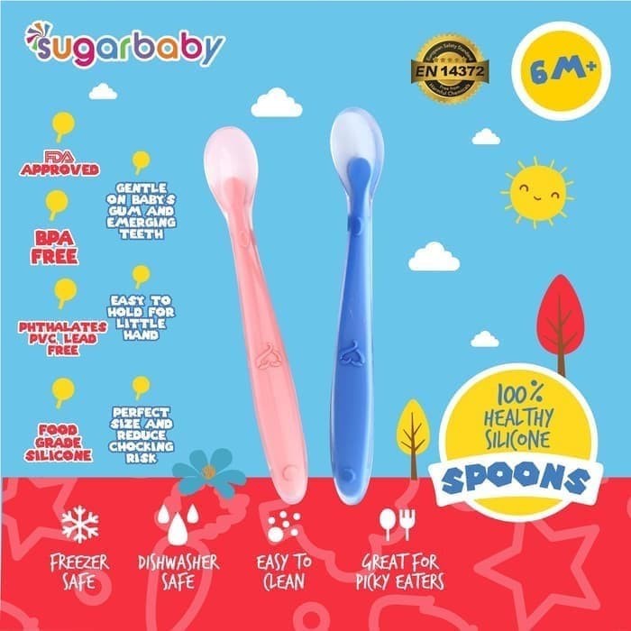 Sugar Baby Healthy Silicone Spoon isi 2 pcs Sendok Makan Bayi