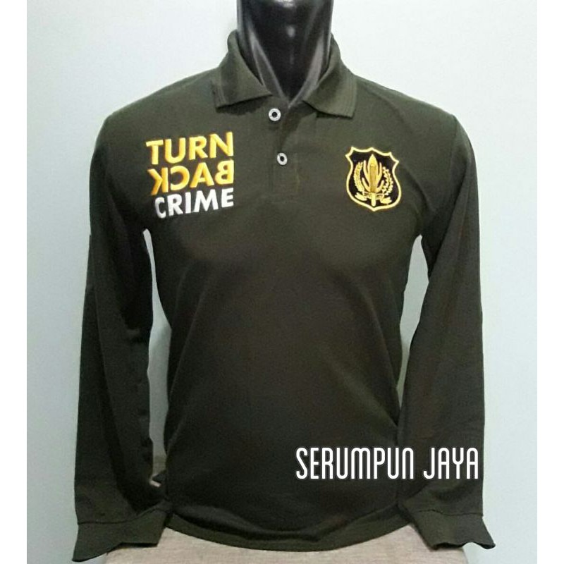 KAOS SECURITY - KAOS SECURITY TURN BACK CRIME HIJAU ARMY PANJANG - KAOS KERAH SECURITY TBC BORDIR