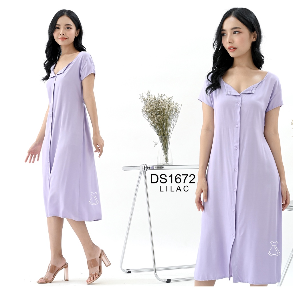 DS1672 - Dress homey twill Adem Style Casual Dress Busui Friendly