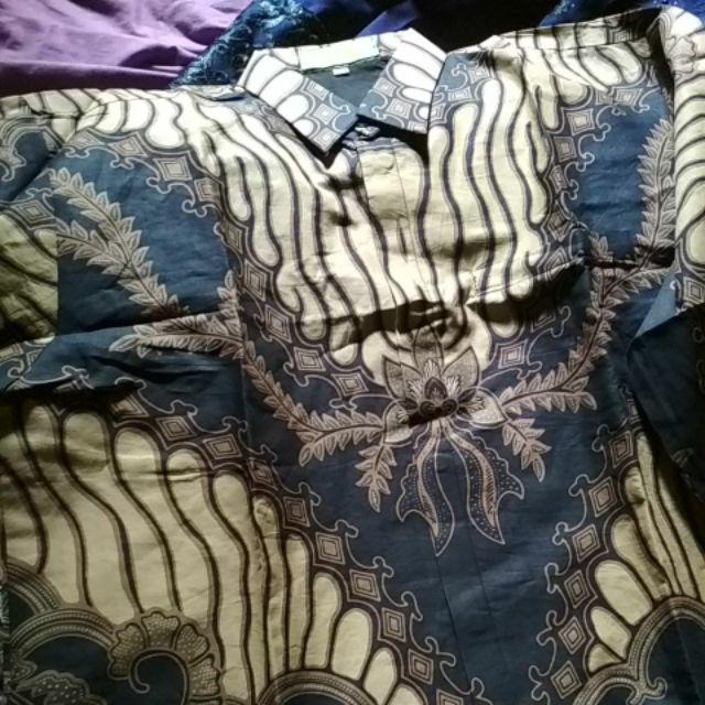 Tadakara Dongker Kemeja Batik Pria Full Furing Bahan Katun Halus Baturaden