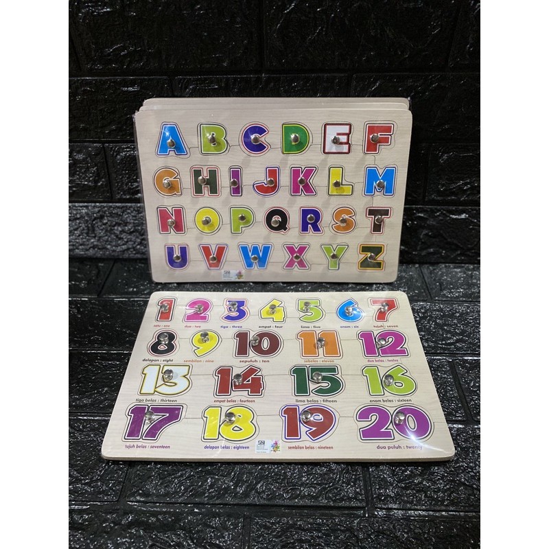 Puzzle Kayu Alfabet / Angka/ Buah (Puzzle Edukasi/ Free Bubblewrap)